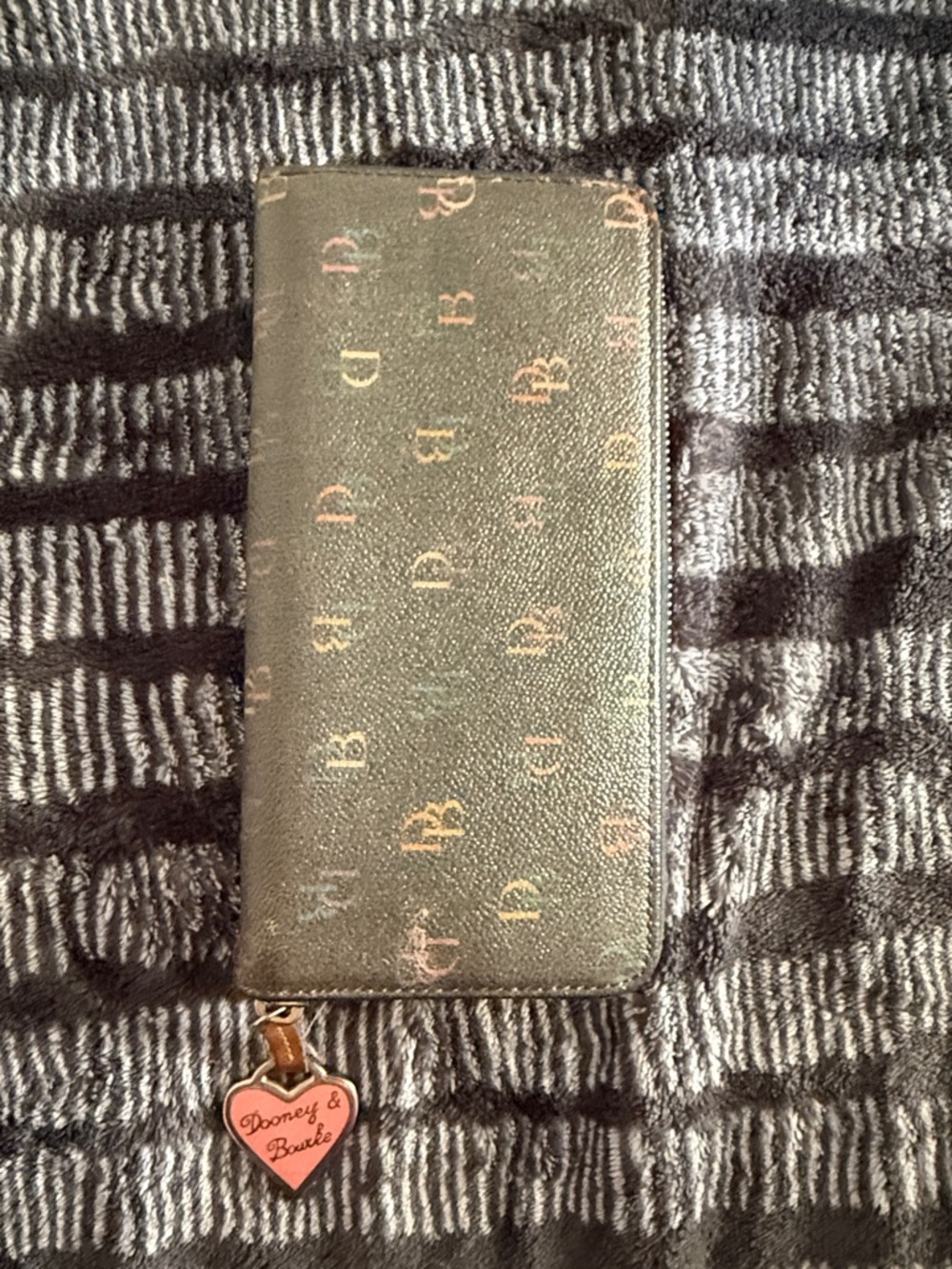 Dooney & Bourke Black Wallet with Multicolor DB Logo and Pink Heart Charm - Picture 7 of 7